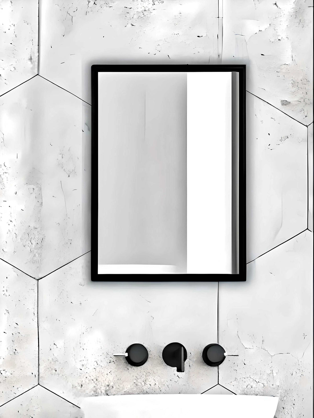 black framed mirror for wash basin