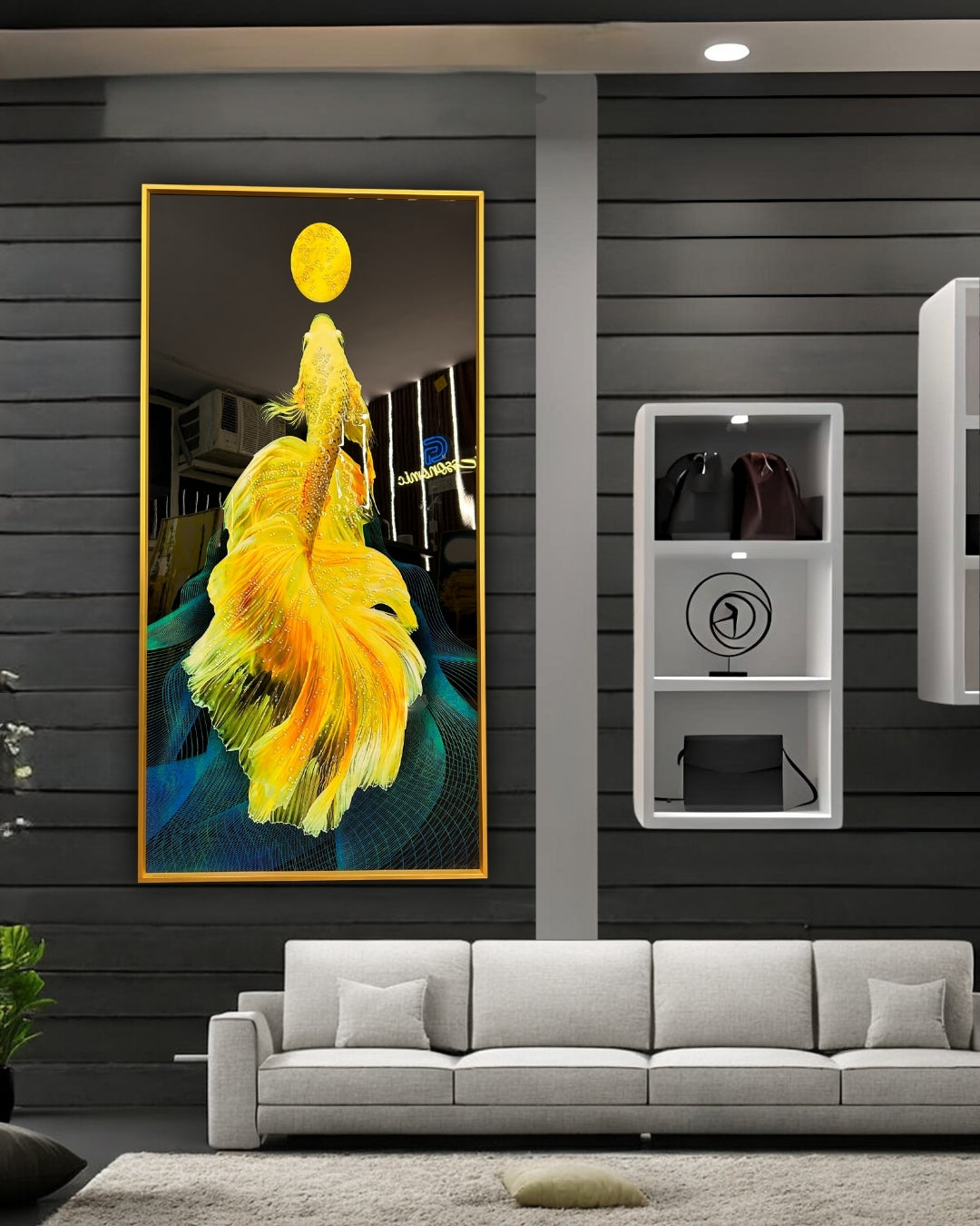 crystal painting of yellow fish 