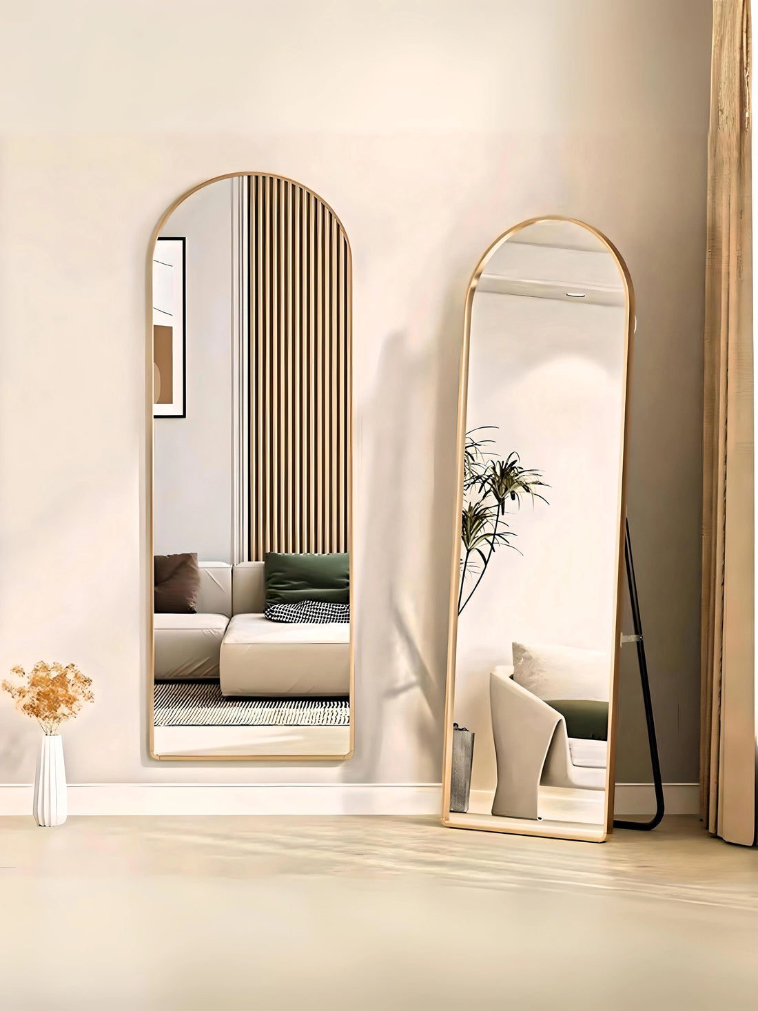 Half Rounded Metal Standing Mirror